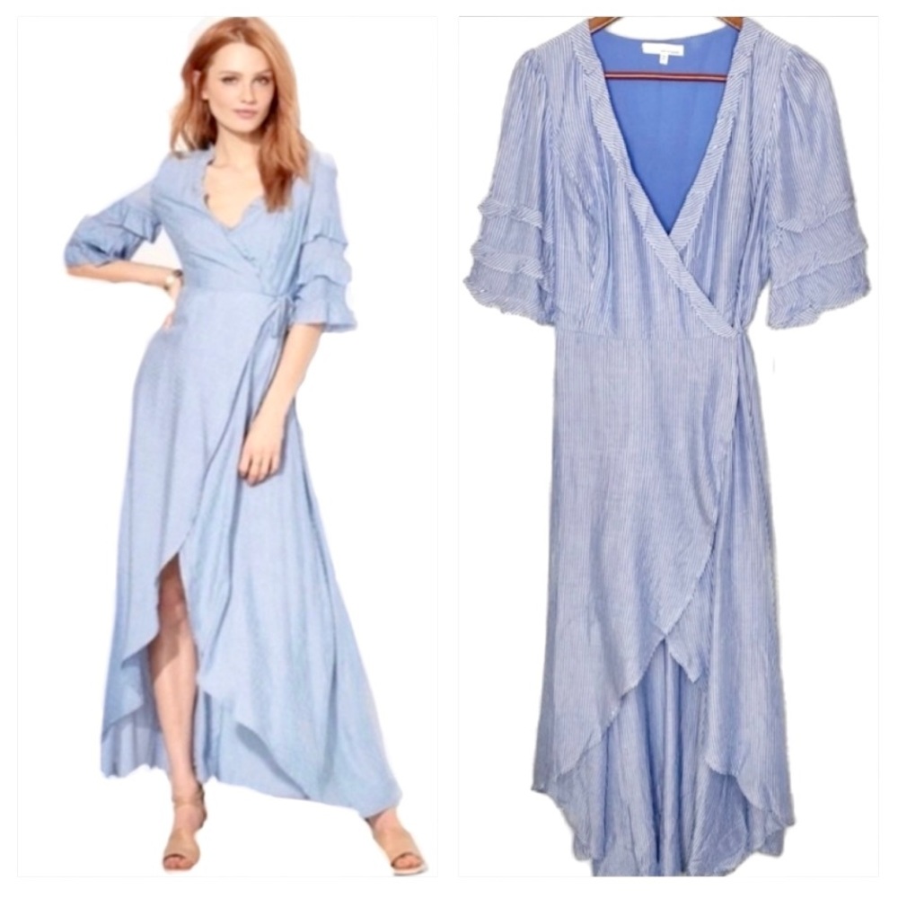 June & Hudson Striped Wrap Dress